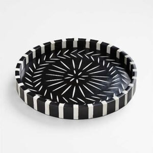 Designer Resin Round Tray ? Black & White