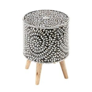 Floral Mother of Pearl Inlaid Side Table