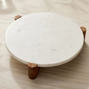 Marble Cake Stand with Wood Stand