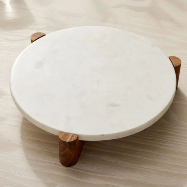 Marble Cake Stand with Wood Stand