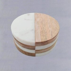 Wood and Marble Coasters Set Fine Decors