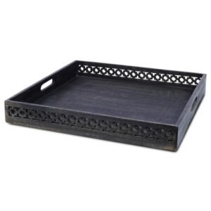 Wooden Carved Tray ? Black Finish